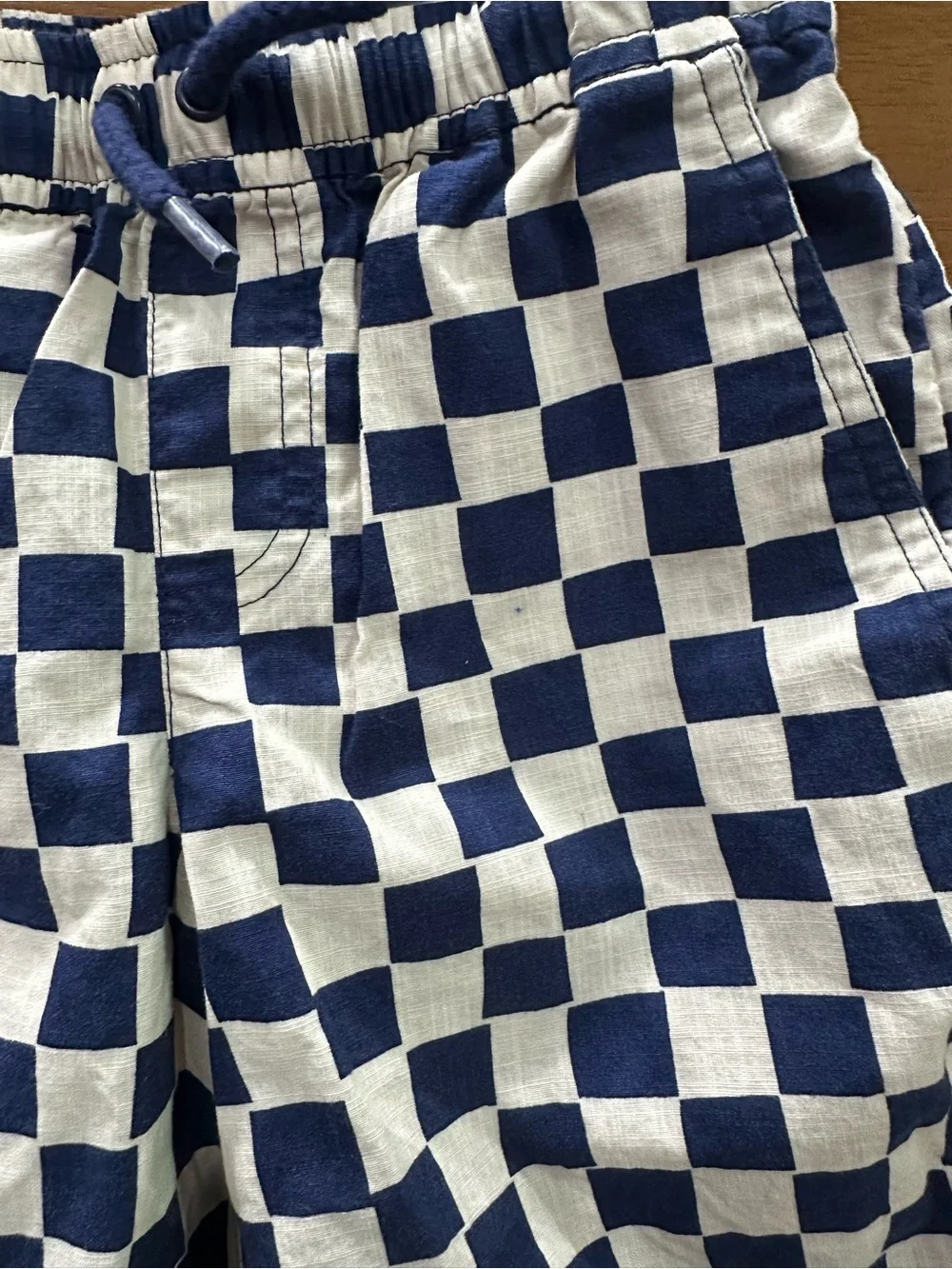Hanna Andersson Navy and White Checkerboard Pull-On Shorts
